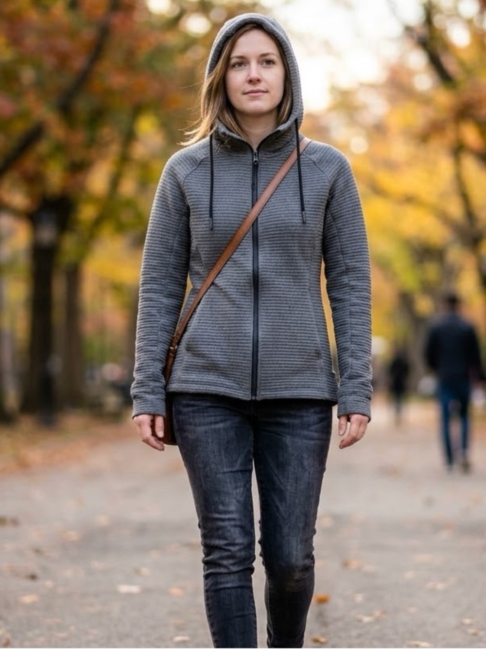 Stoic Ribbed Full Zip Drawstring Hooded Jacket Womens Size XS - Picture 1 of 14